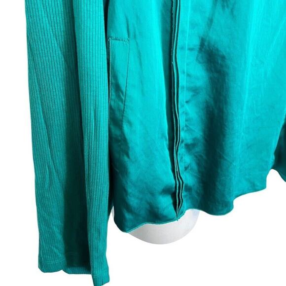 INC International Concepts Satin Long Sleeve Moto Jacket Asymmetrical Green 2X - Picture 2 of 16